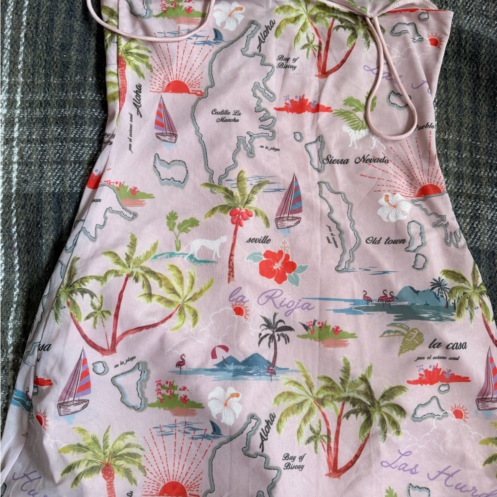 Urban Outfitters Pink Tropical Print Mini Dress - Picture 5 of 5